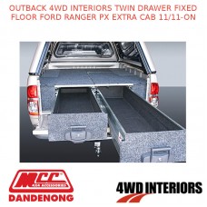 OUTBACK 4WD INTERIORS TWIN DRAWER FIXED FLOOR FORD RANGER PX EXTRA CAB 11/11-ON